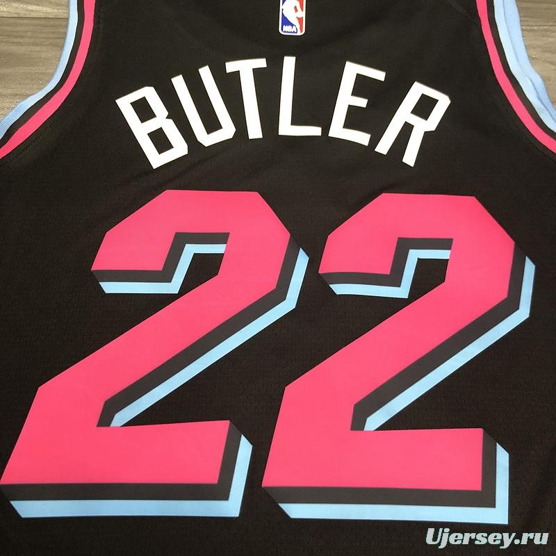2019-20 NBA Heat Pressed Men's Black Miami Heat #22 Jimmy Butler City Edition Jersey