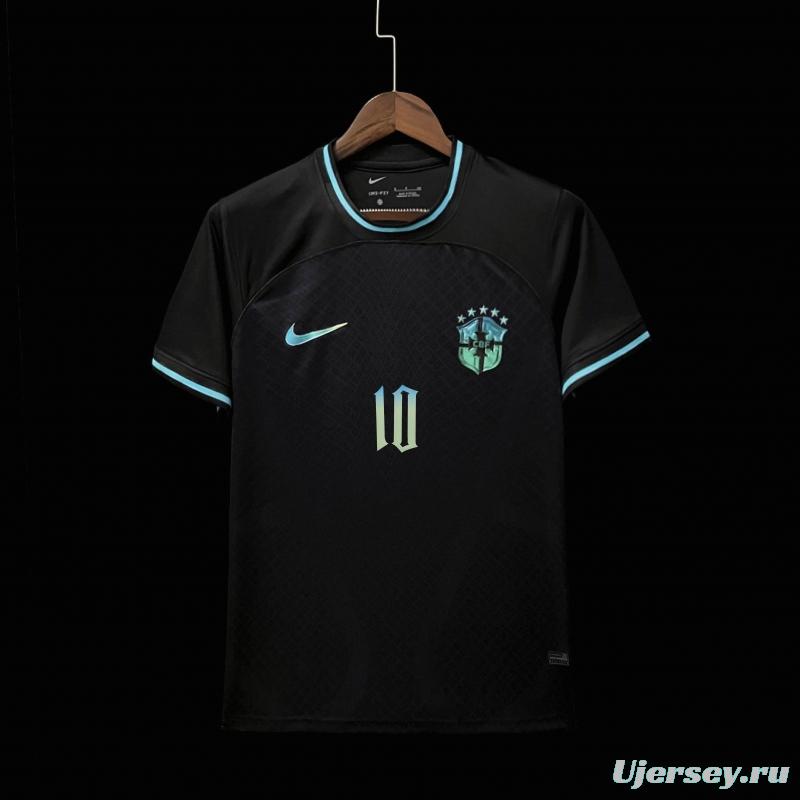 2022 Brazil Black Neymar JR #10 Printing Jersey