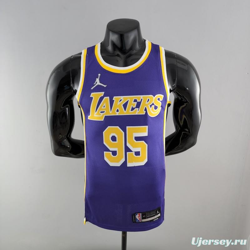 75th Anniversary TOSCANO #95 Los Angeles Lakers Jordan Purple NBA Jersey