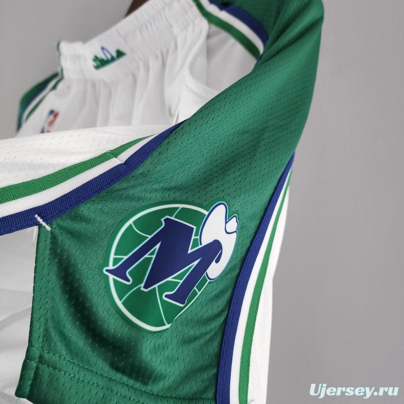 2022 Dallas Mavericks Urban Edition NBA Shorts White Green Trim