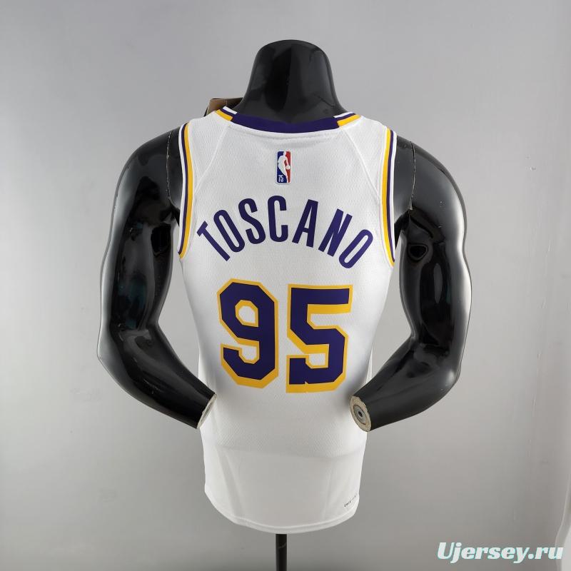 75th Anniversary TOSCANO #95 Los Angeles Lakers White NBA Jersey