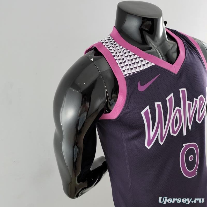 Minnesota Timberwolves RUSSELL#0 Black And Purple NBA Jersey