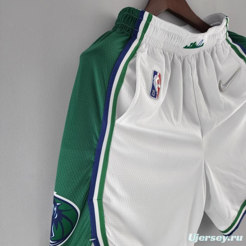 2022 Dallas Mavericks Urban Edition NBA Shorts White Green Trim