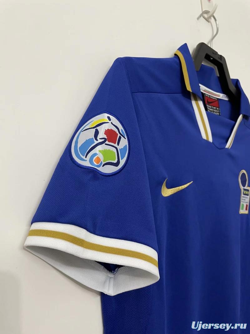 Retro 1996 Italy Home With 96 EURO Patch Soccer Jersey