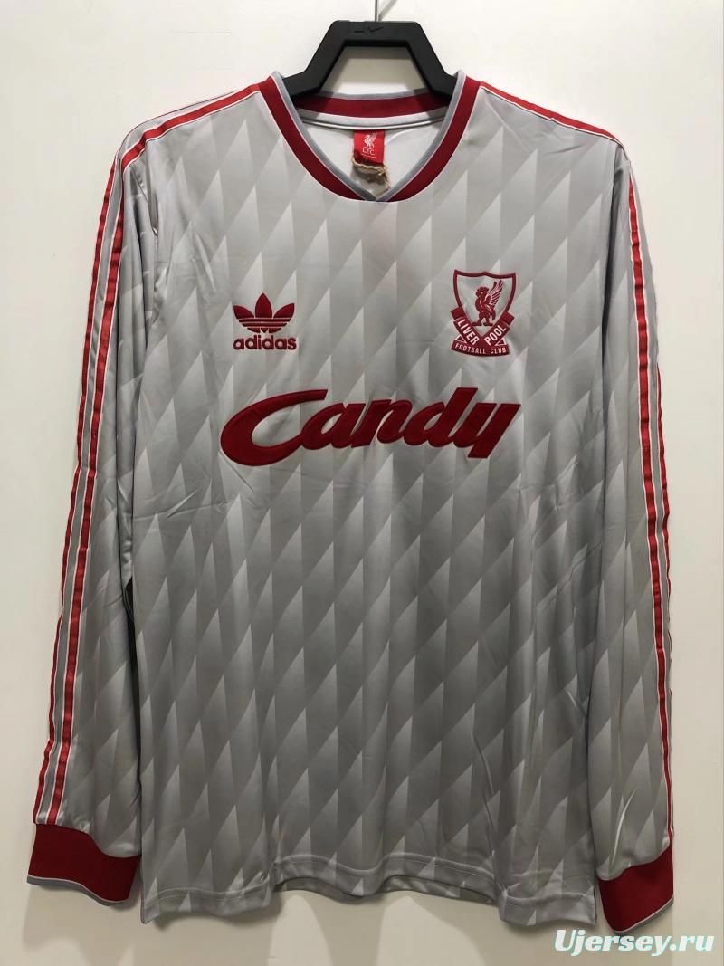 Retro 89/91 Long Sleeve Liverpool Away Soccer Jersey