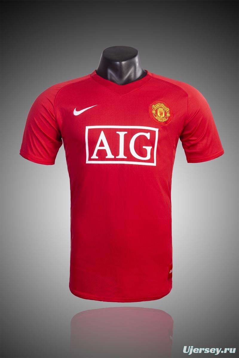 Retro 07/08 Manchester United Home Soccer Jersey