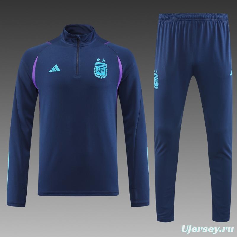 2022 Argentina Navy Half Zipper Tracksuit