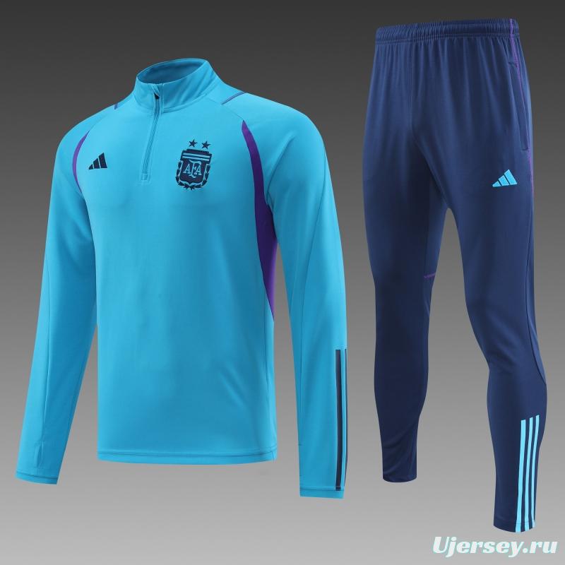 2022 Argentina Blue Half Zipper Tracksuit