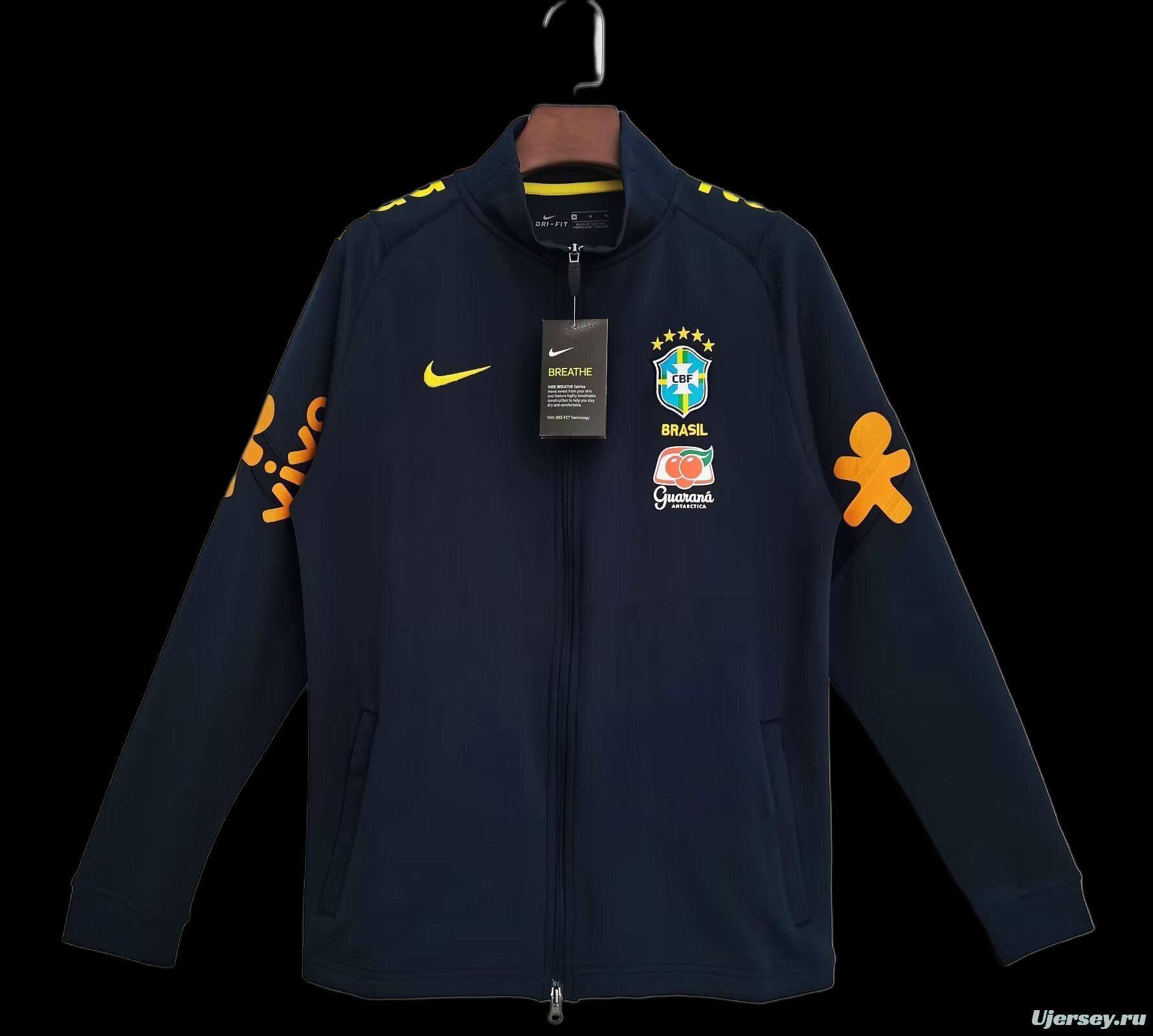 2022 Brazil Full Zipper Navy Training Jacket