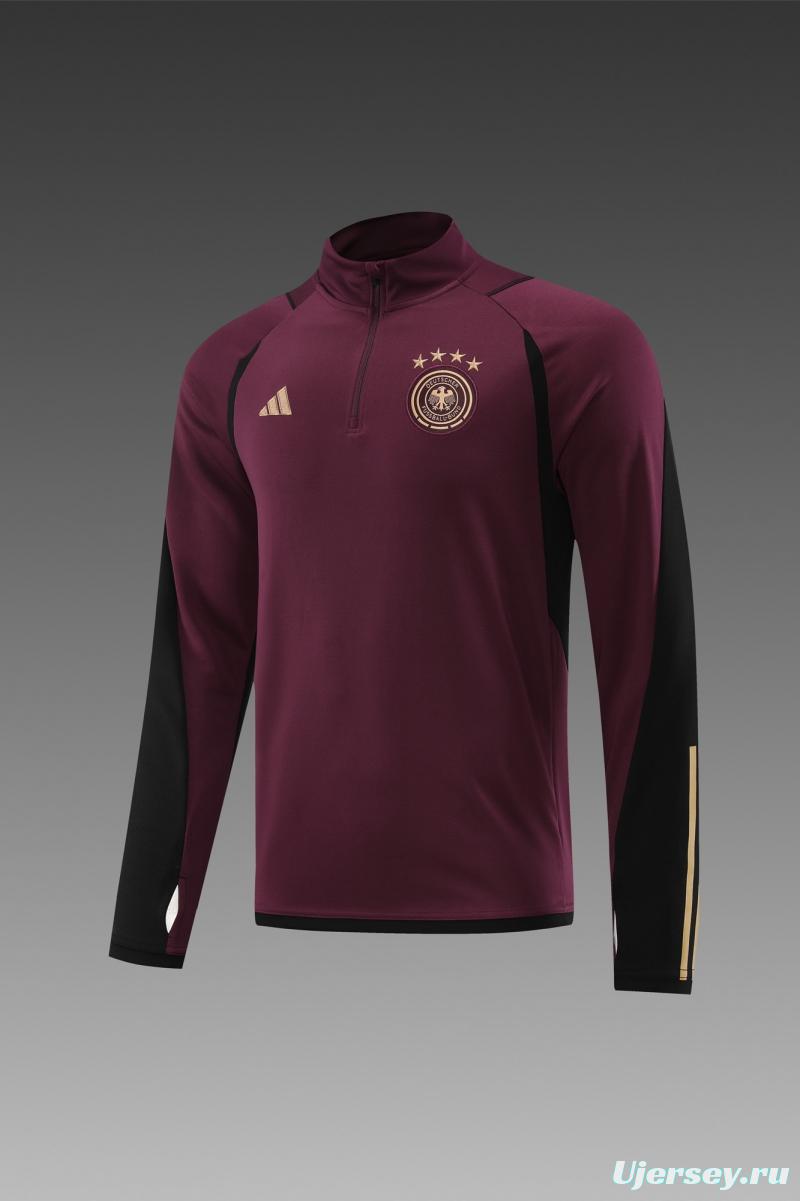 2022 Germany Wine Half Zipper Tracksuit