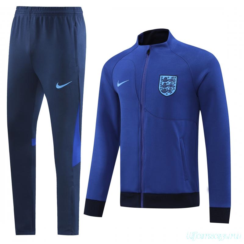 2022 England Blue Full Zipper Tracksuit