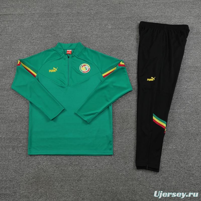 2022 Senegal Green Half Zipper Tracksuit