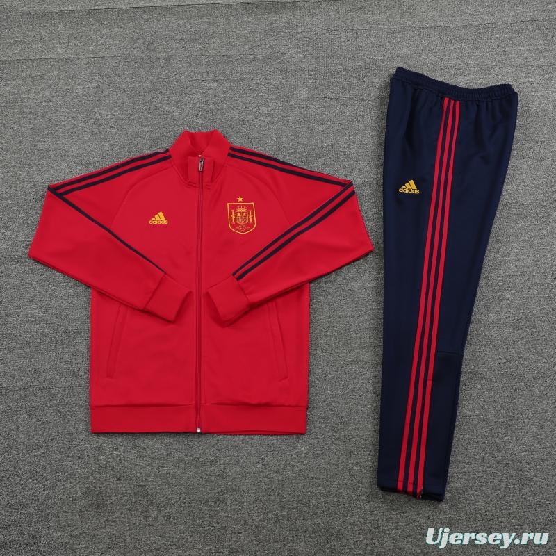 2022 Spain Red Full Zipper Tracksuit