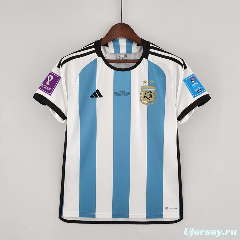 2 Stars Argentina Home Final Match Jersey With Full Patch