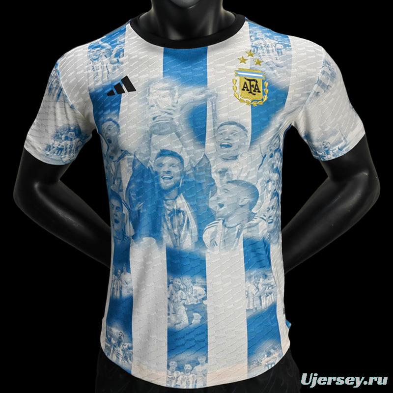 Player Version 3 Stars 2022 Argentina Campeones Mundo Home Special Jersey