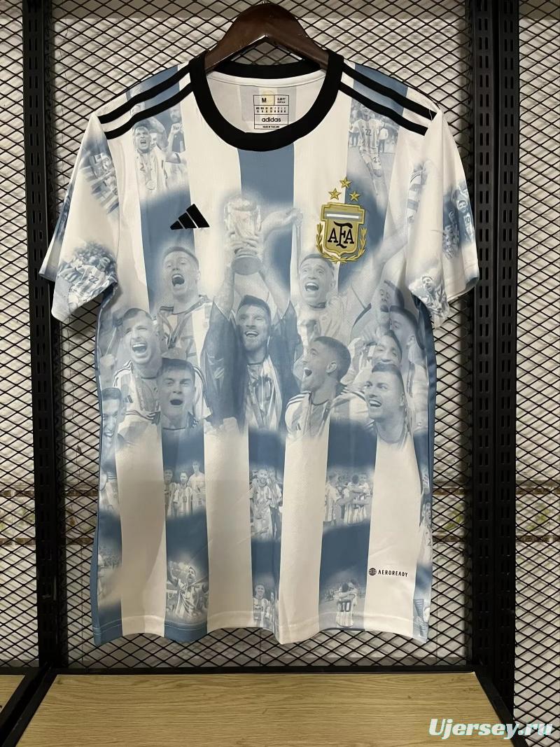 3 Stars 2022 Argentina Campeones Mundo Home Special Jersey