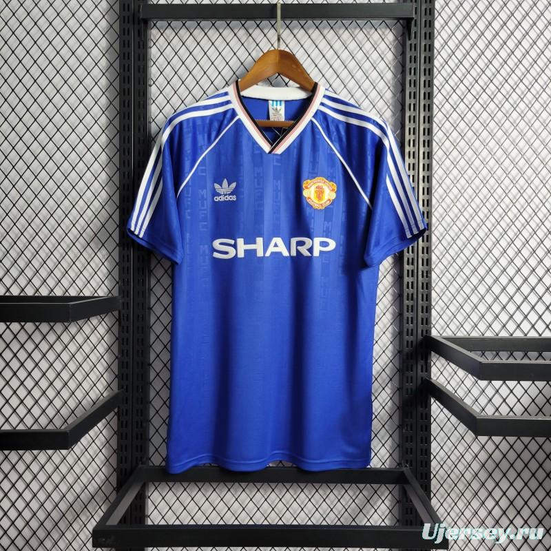 Retro 88/89 Manchester United Away Blue Jersey