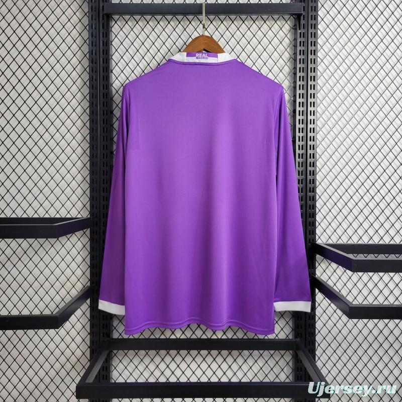 Retro Long Sleeve Real Madrid 17/18 Away Purple Jersey