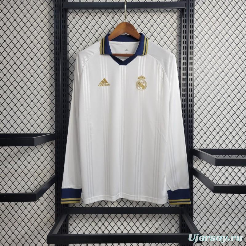 Retro Long Sleeve 2019-20 Real Madrid Training White Jersey