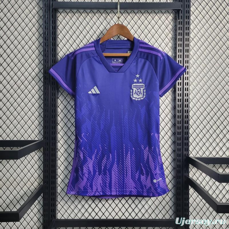 3-Stars Women 2023 Argentina Away Purple Jersey