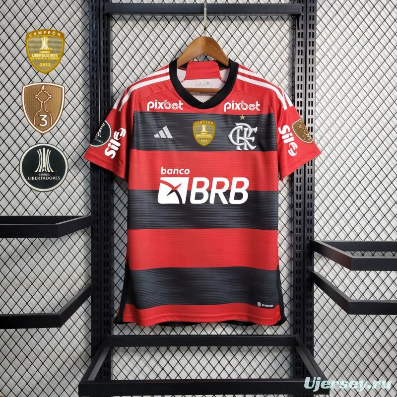 23/24 Flamengo Home Jersey With All Sponsors+Patches