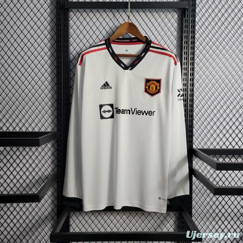 22/23 Long Sleeves Manchester United Away White Jersey