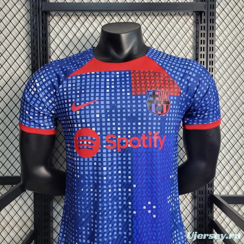 Player Version 23-24 Barcelona Blue Training Jersey Shirt