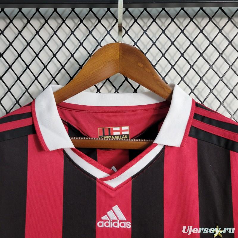 Retro Long Sleeve 2009-10 AC Milan Home Jersey