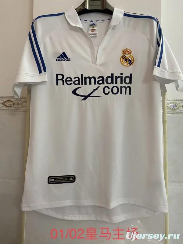 Retro 01/02 Real Madrid Home Jersey League Version With Sponsor