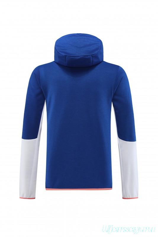 2023 Nike White Blue Full Zipper Hoodie Jacket +Pants