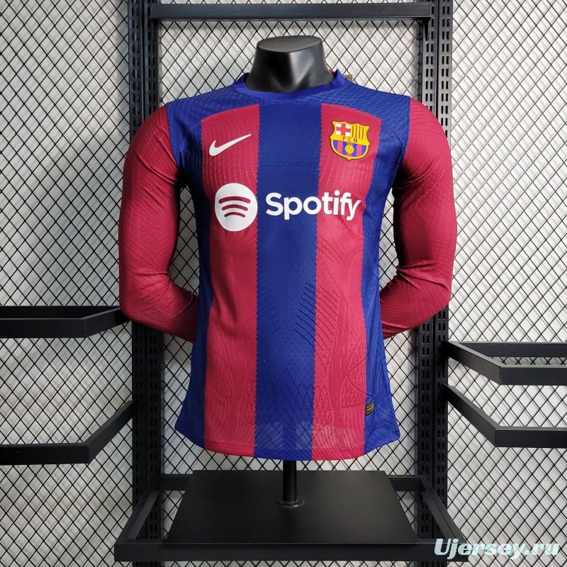 Player Version 23-24 Long Sleeve Barcelona Home Jersey