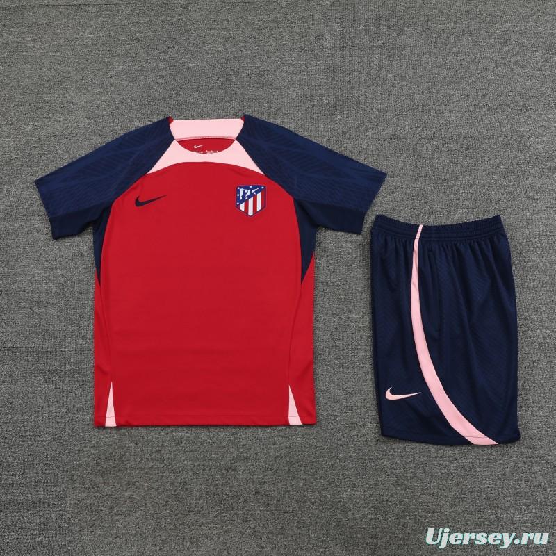 23-24 Atletico Madrid Red Navy Short Sleeve+Shorts