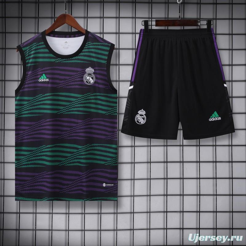 23-24 Real Madrid Stripe Pattern Vest Jersey+Shorts