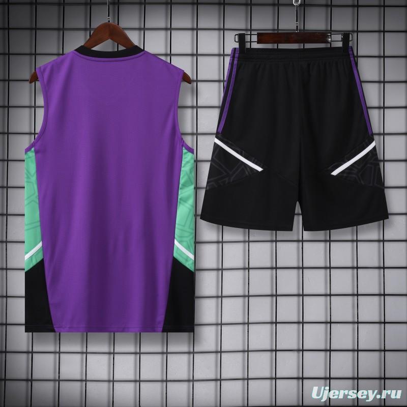 23-24 Real Madrid Purple Vest Jersey+Shorts