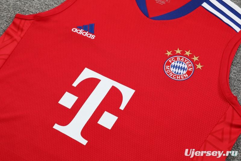 23-24 Bayern Munich Red/Blue Vest Jersey+Shorts