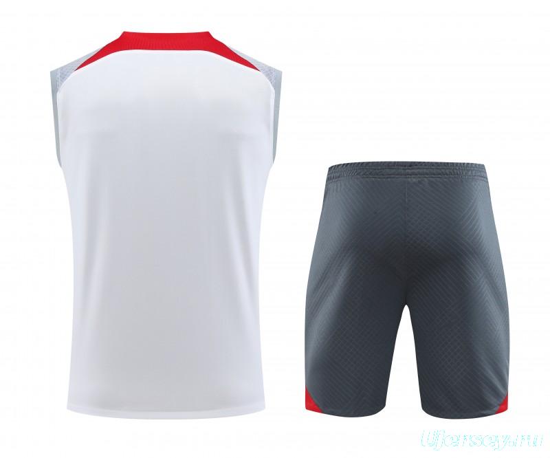 23-24 Liverpool White Vest Jersey+Shorts