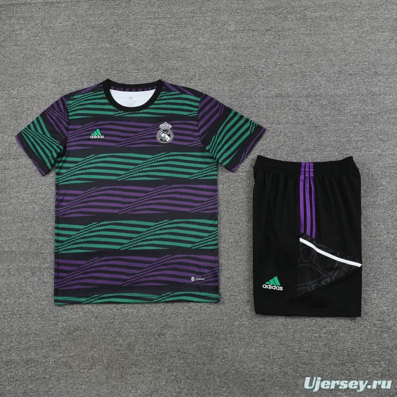 23-24 Real Madrid Stripe Pattern Short Sleeve+Shorts