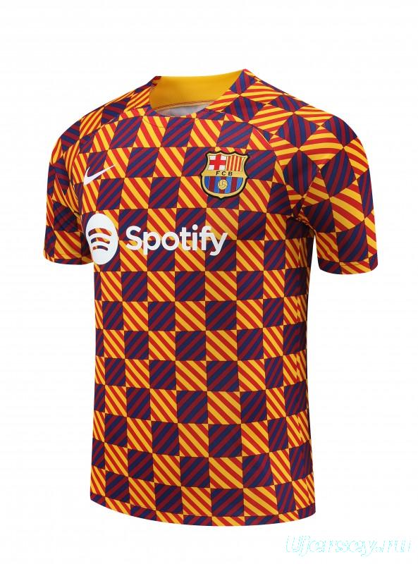 23-24 Barcelona Special Orange Grid Short Sleeve+Shorts