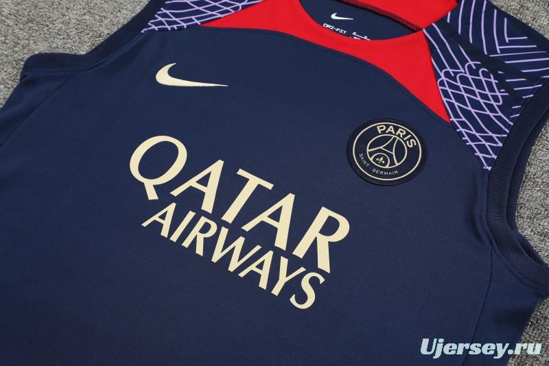 23-24 PSG Navy Vest Jersey+Shorts