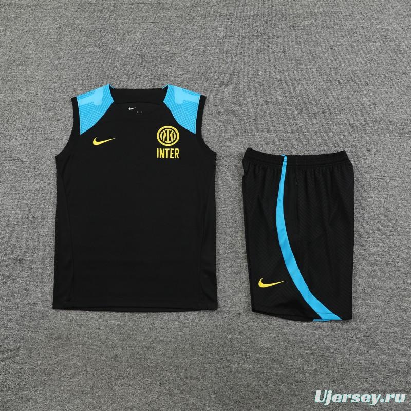 23-24 Inter Milan Black/Blue Vest Jersey+Shorts