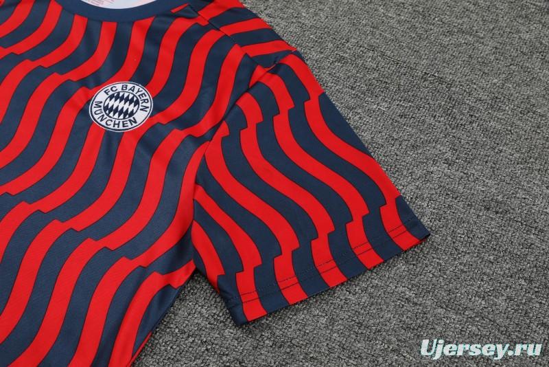 23-24 Bayern Munich Red/Blue Stripe Short Sleeve+Shorts