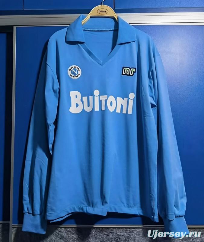 Retro Napoli 87/88 Home Long Sleeve Soccer Jersey