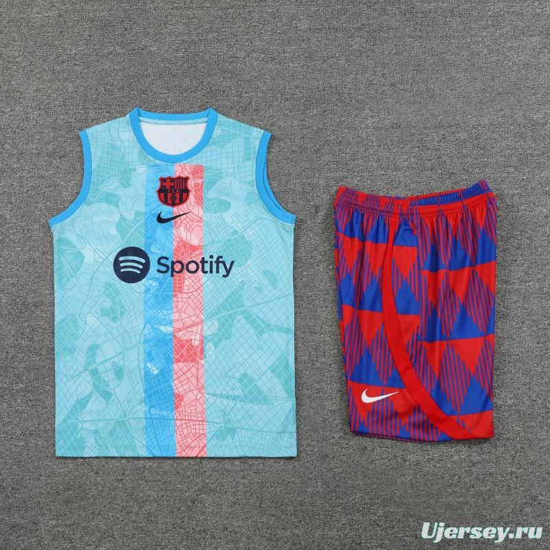 23-24  Barcelona Sky Blue Vest Jersey+Shorts