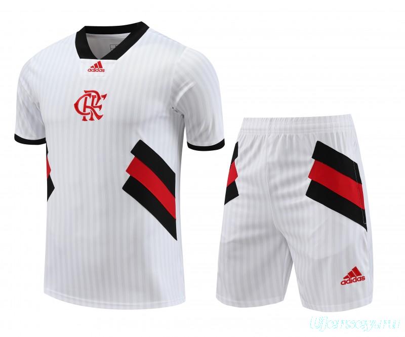 23-24 Flamengo White Remake Icon White Short Sleeve Jersey+Shorts