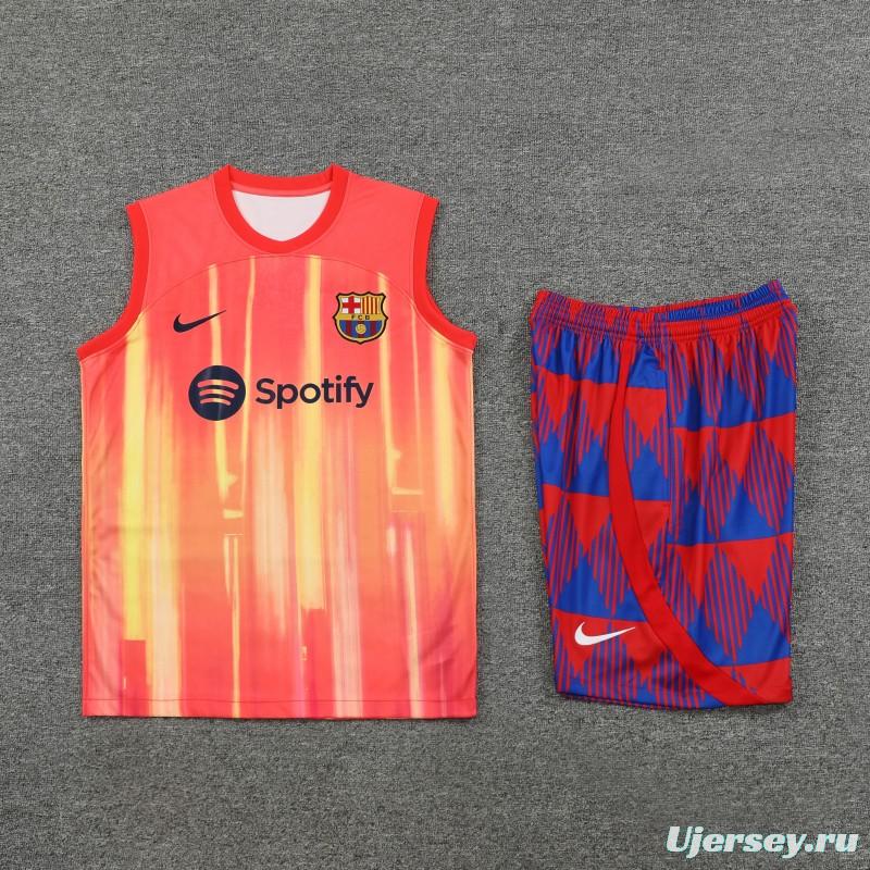 23-24  Barcelona Orange Vest Jersey+Shorts