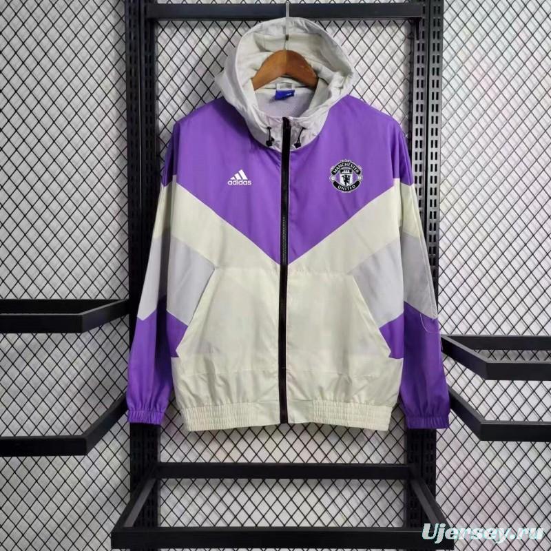 23-24 Manchester United  White Purple Windbreaker