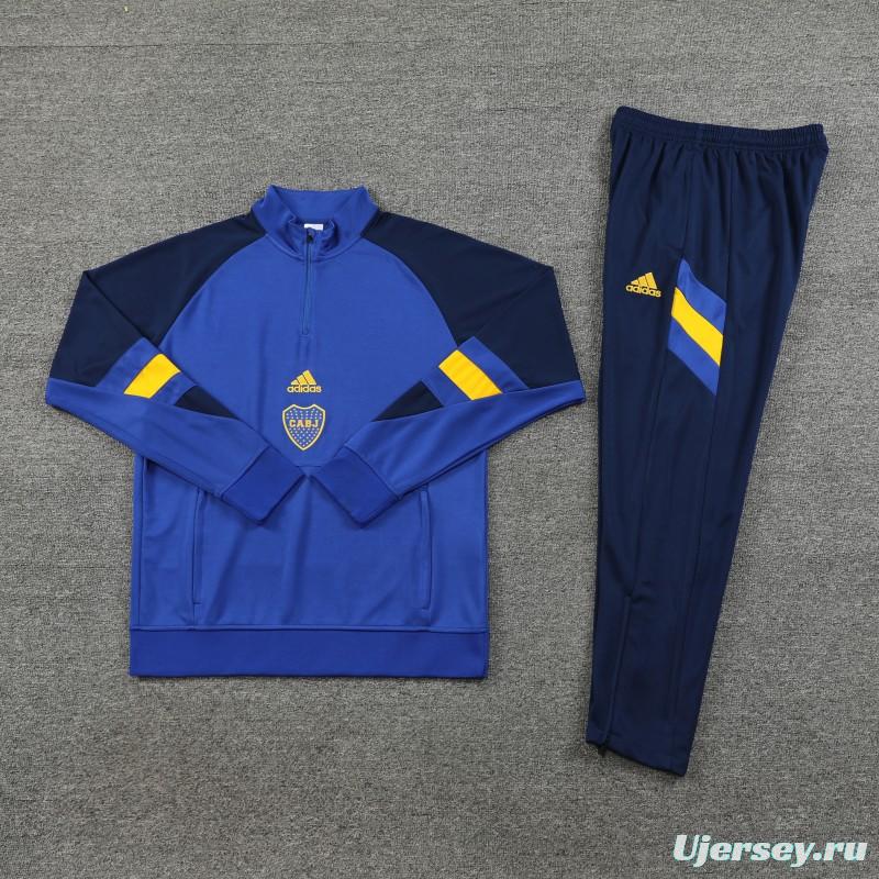 23/24 Boca Juniors Blue Black Half Zipper Hoodie Jacket +Pants