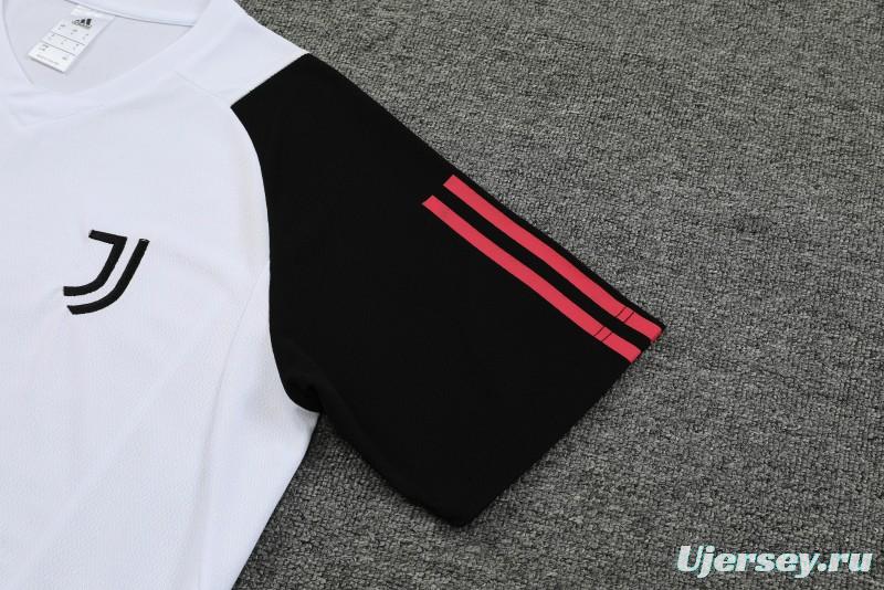 23 24 Juventus White Black Short Sleeve+Shorts