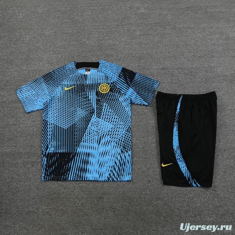 23 24 Inter Milan Black Blue Short Sleeve+Shorts