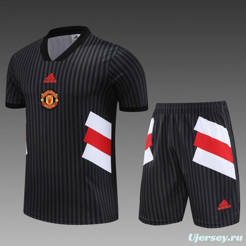 23 24 Manchester United Black Remake Icon Short Sleeve+Shorts